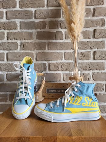 Baskets Converse All Star vintage bleu et jaune