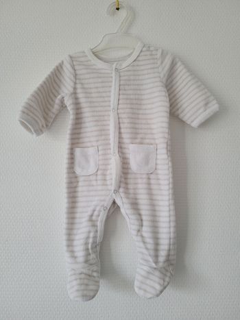 Pyjama velours blanc beige Vertbaudet 1 mois TBE