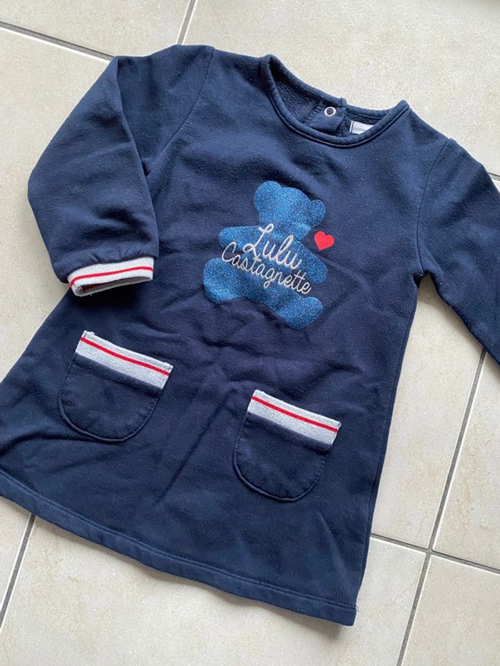Robe Sweat bleu marine Lulu Castagnette 18 mois