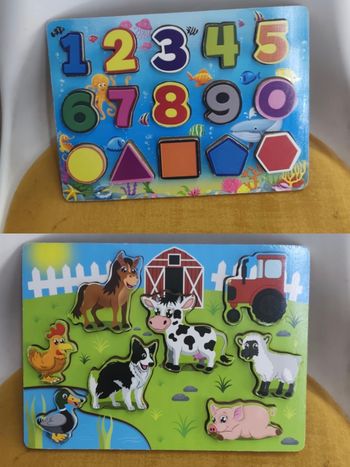 Lot 2 puzzle bébé bois