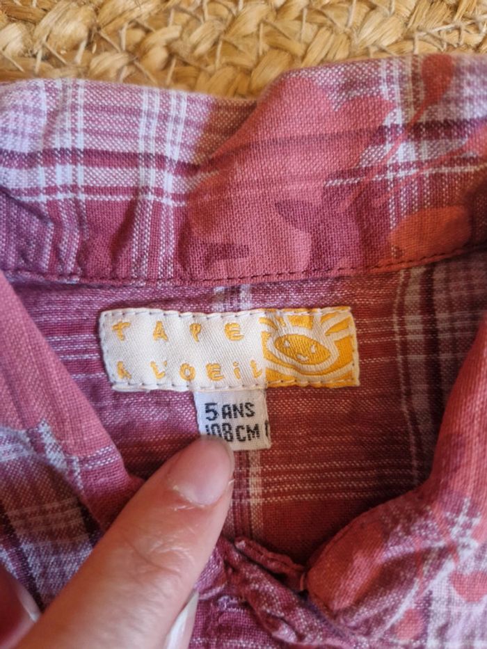 Jolie chemise rose fleurs fille tape à l'œil 5 ans - photo numéro 4