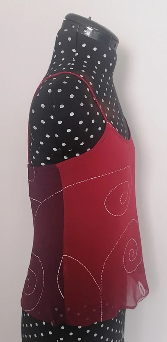Top / débardeur fluide rouge Bordeaux Taille S/M - photo numéro 4