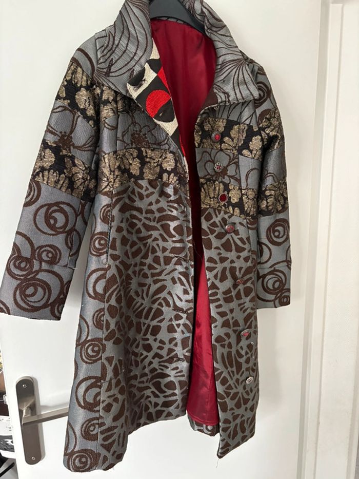 Manteau / Veste Originale Réversible Motif Japonais & Baroque - Taille 36 S