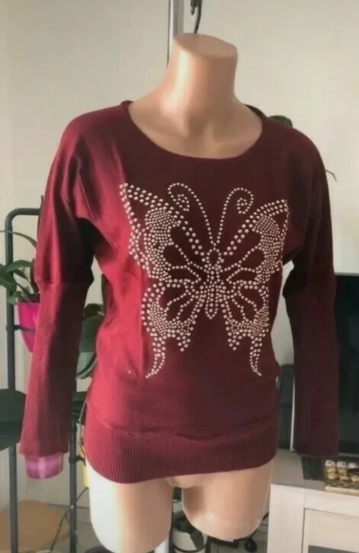 Beau pull bordeaux taille unique 36 - photo numéro 4