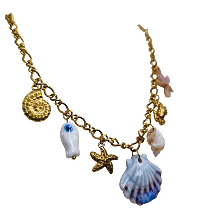 Collier coquillage bleu ✅ - photo numéro 3