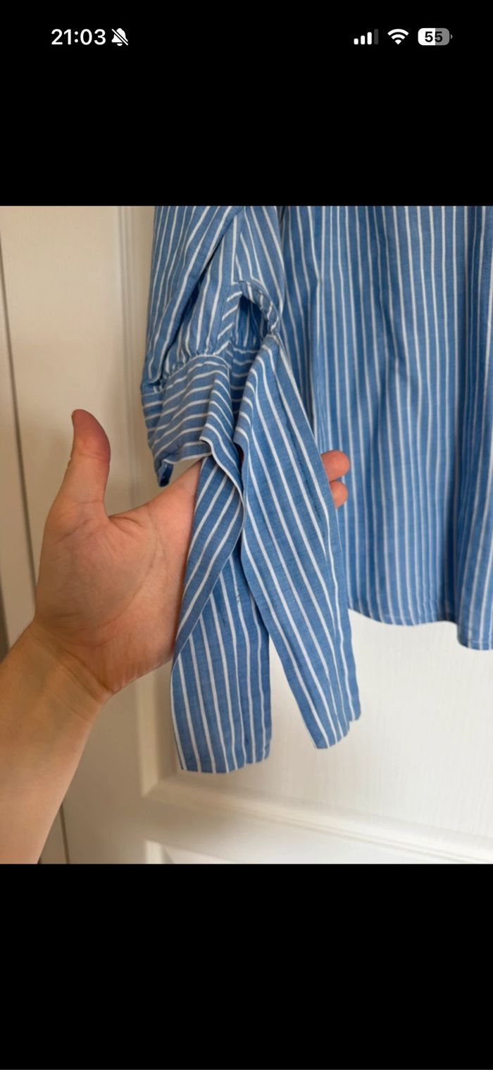 Chemise bleue rayures blanches - photo numéro 2