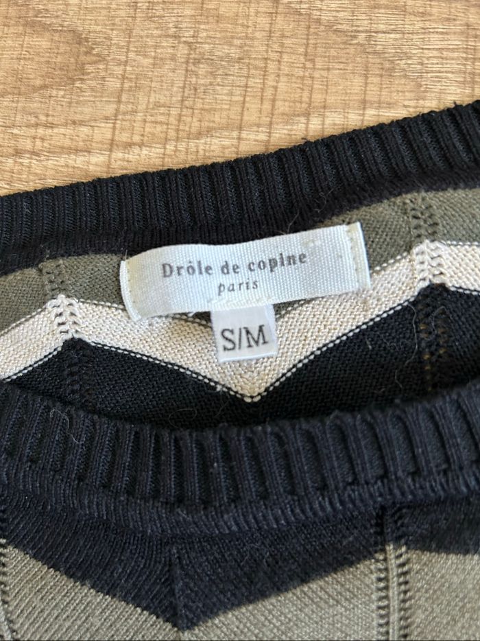Pull court rayé Drôle de Copine taille S/M TBE - photo numéro 9