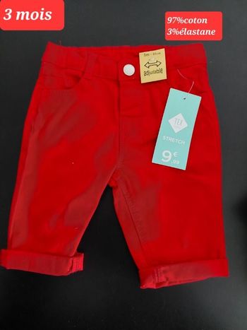 Pantalon rouge fille 3 mois