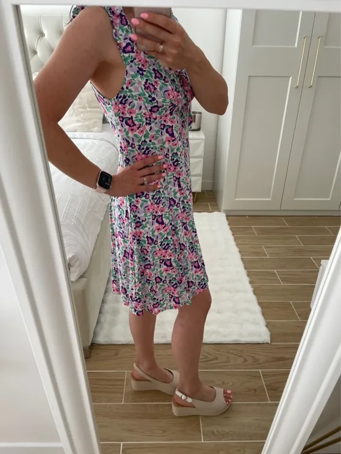 Robe fleuri rose/lila/ violet/ vert 36 neuf - photo numéro 2