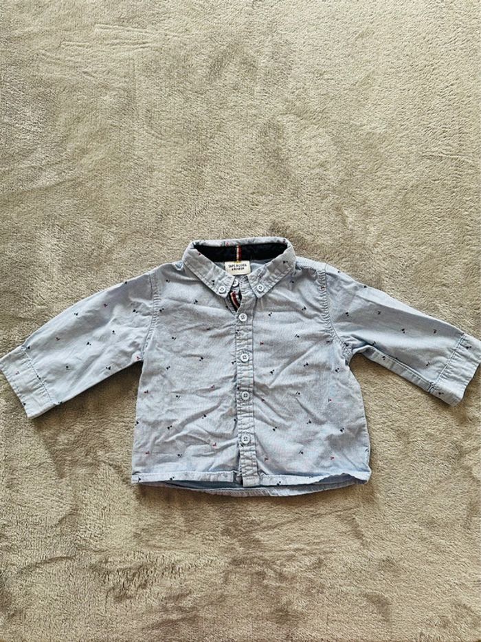Chemise bleu clair à petits motifs - 6 mois - Tape à l’œil