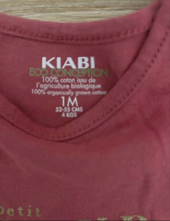 T-shirt bébé fille taille 1 mois