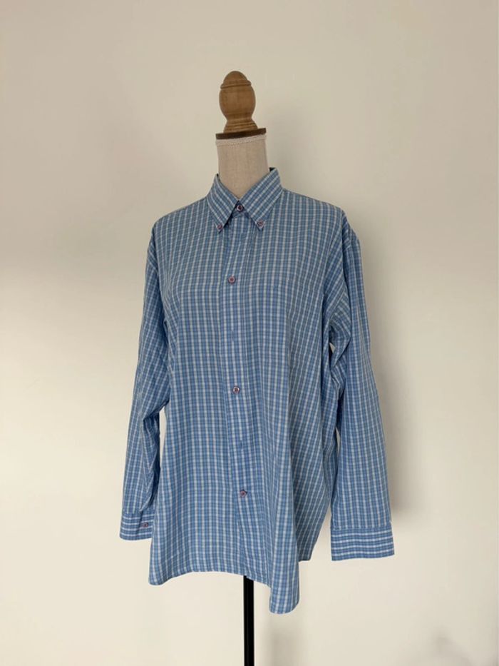 Chemise camisa bleu blanc blouse fluide Camicia Overhemd folder Blusa Camicetta homme hombre