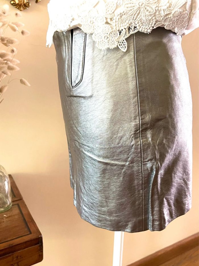 Jupe Zara gris métallisé XS - photo numéro 4