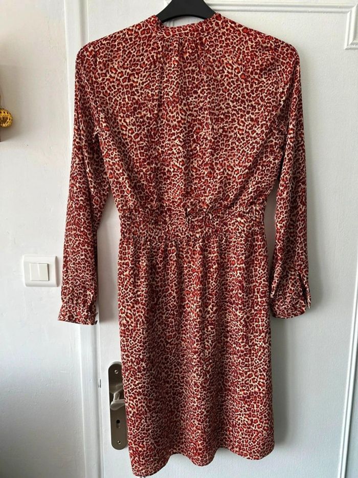 Robe courte manches longues léopard bordeaux beige taille 36 H&M - photo numéro 5
