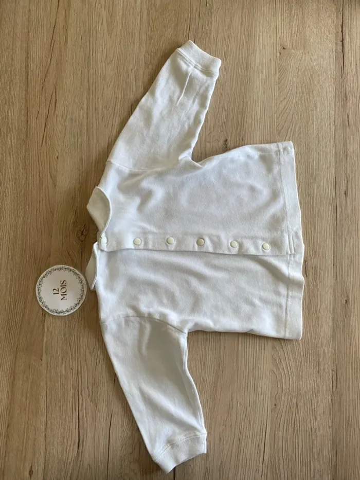 Pull col blanc molletonné classique bébé fille 12 mois Cyrillus - photo numéro 4