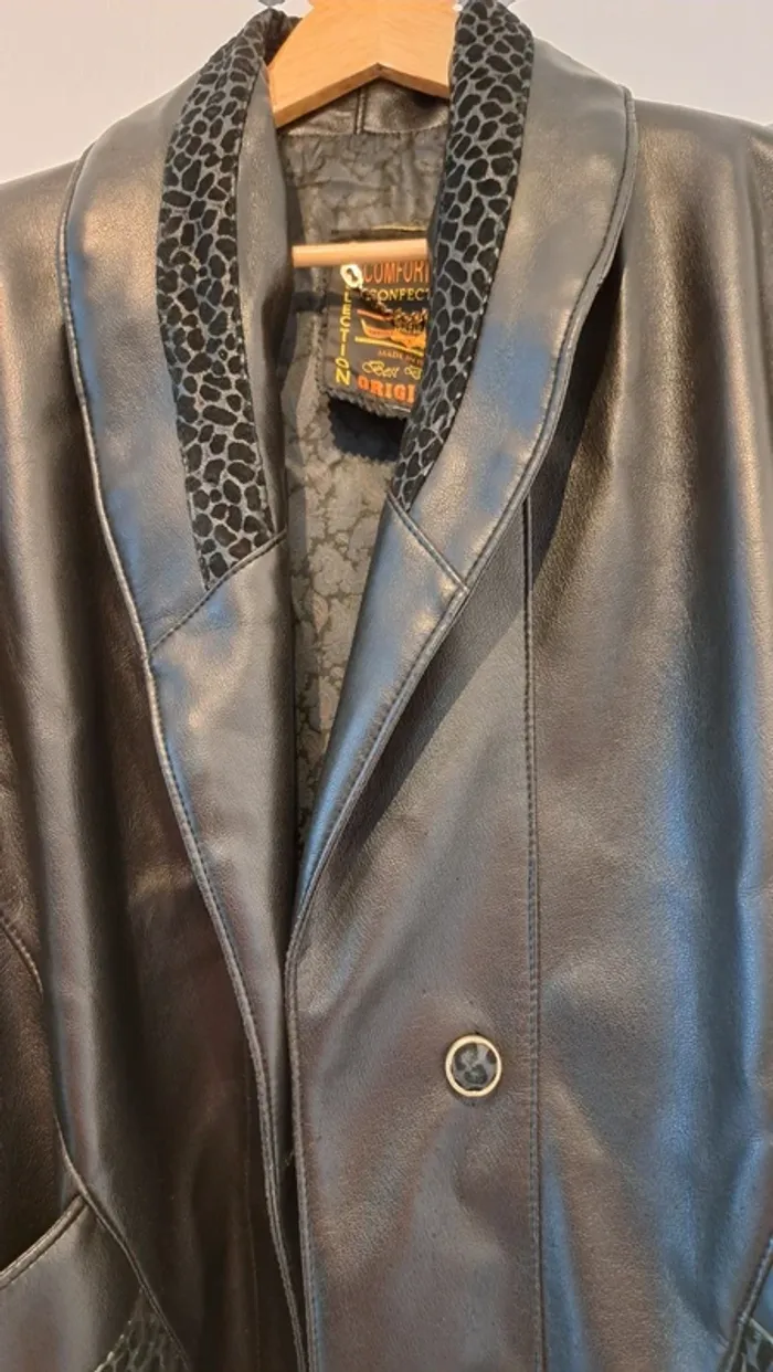 Veste en cuir noir, 46/48 - photo numéro 2