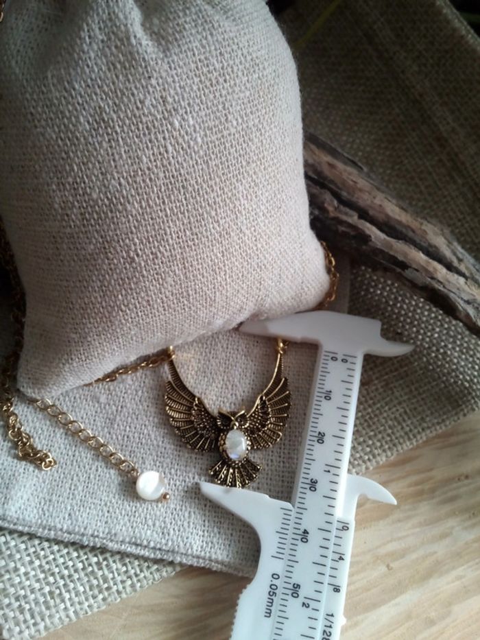 Collier pendentif hibou avec pierre de lune - photo numéro 3