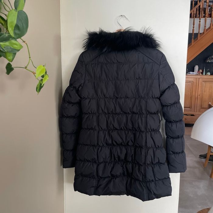 Doudoune noire femme M longue avec fourrure amovible duvet/plume, coupe cintrée, poches zippées V065 - photo numéro 6