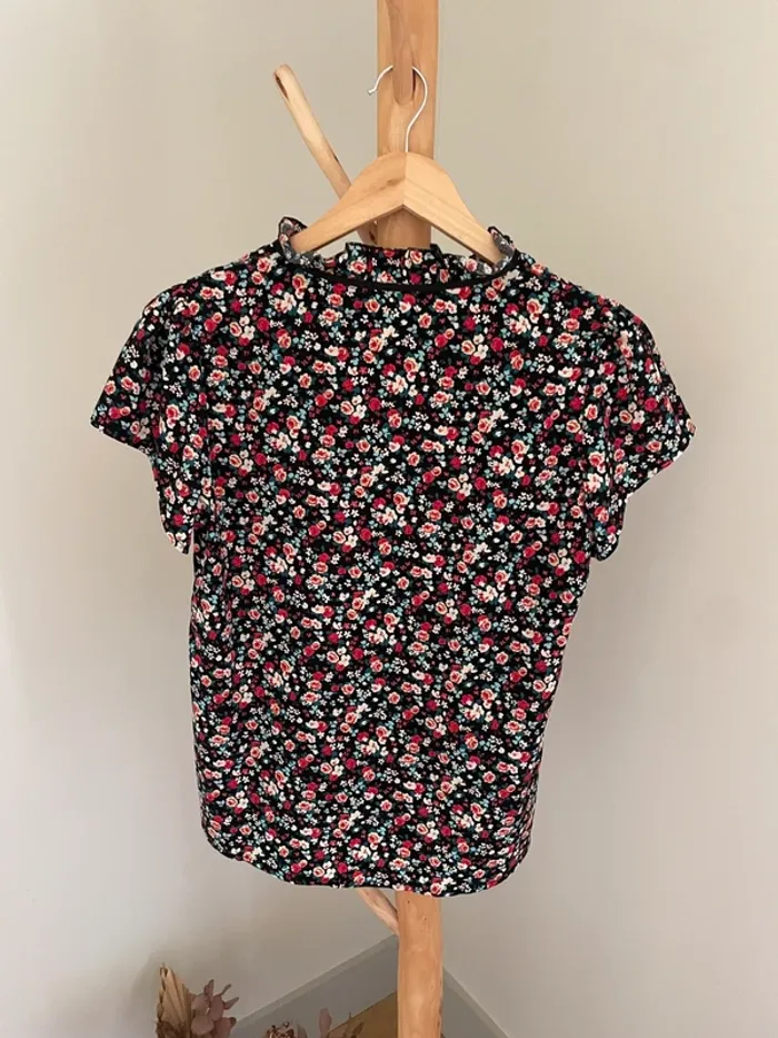Blouse fleurie noire - photo numéro 3