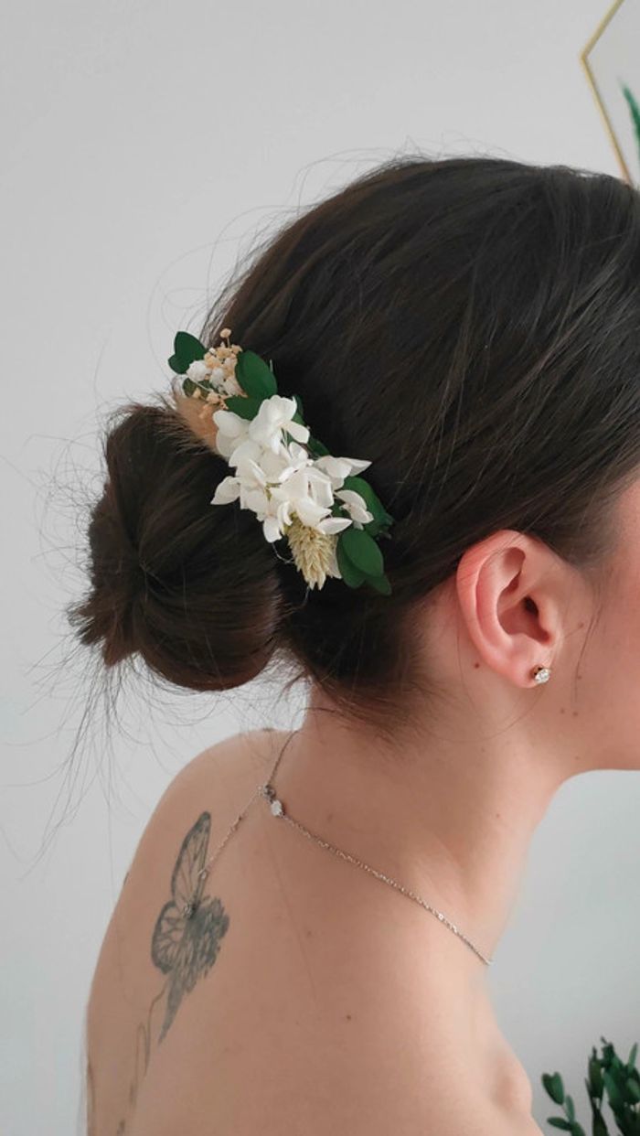 Peigne en fleurs séchées