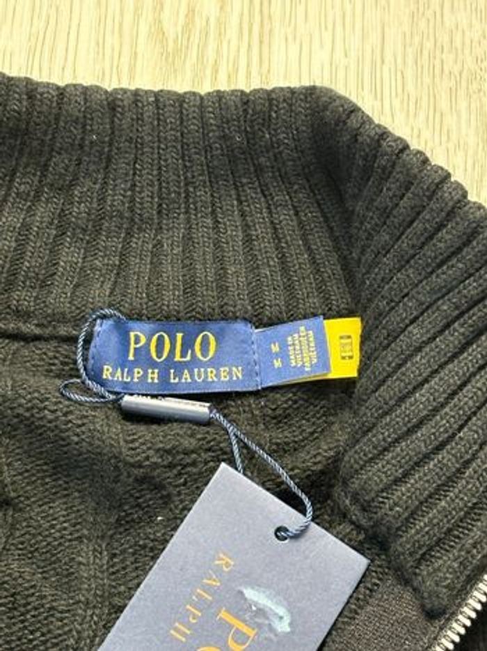 Torsadé Half zip demi zip Ralph Lauren col rond | Taille M hommes | Noir avec logo rouge - photo numéro 6