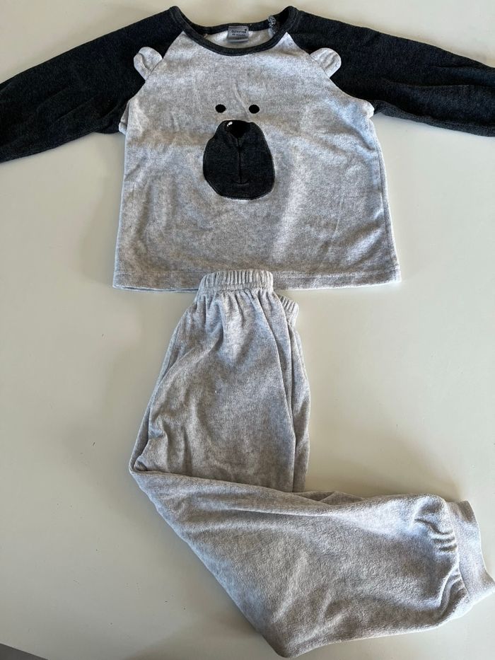 Pyjama 2 pièces ours gris clair 4 ans - photo numéro 2