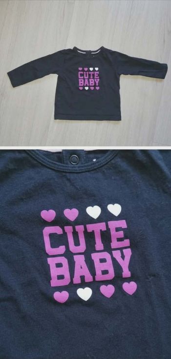 T-shirt Manches Longues Bleu Marine "Cute Baby" - In Extenso - 6 mois