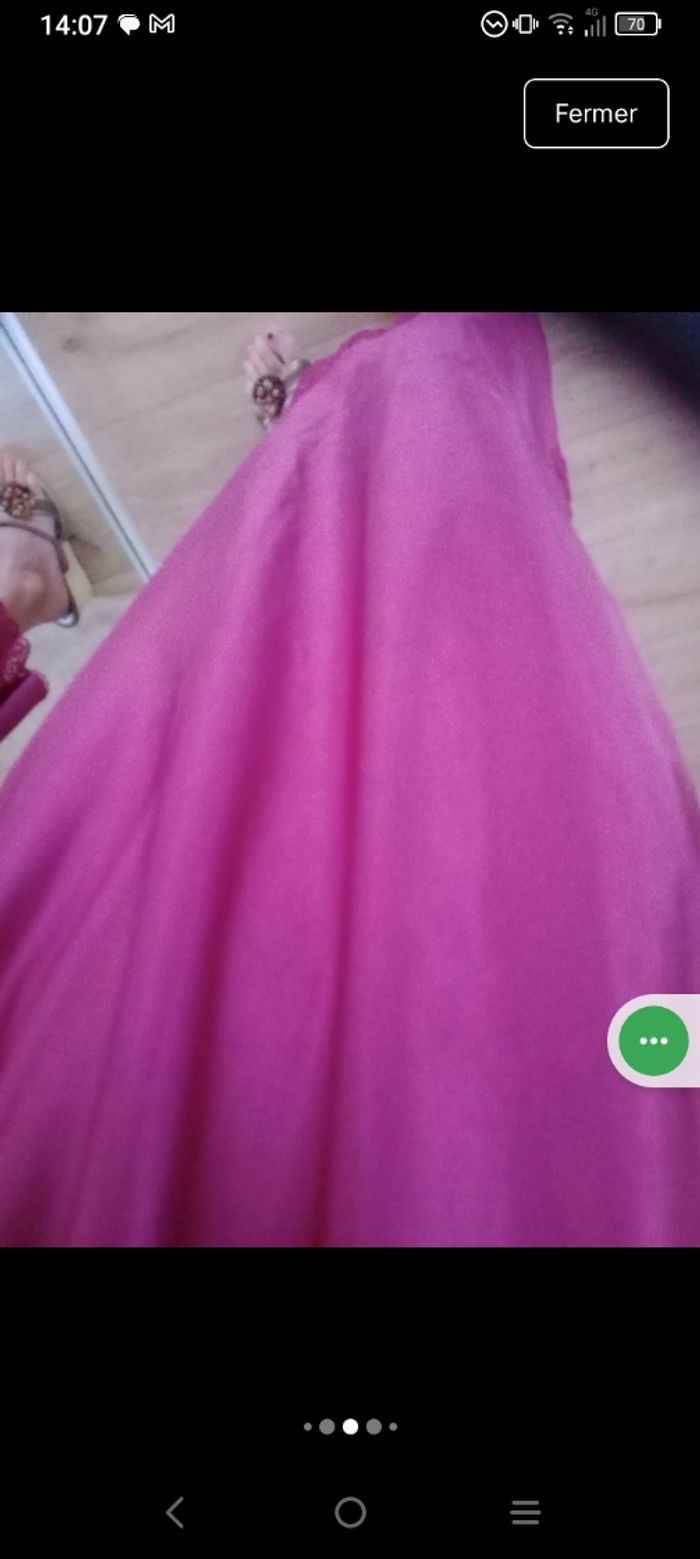 Nuisette longue 42 44 dentelée violet fushia c86 - photo numéro 8