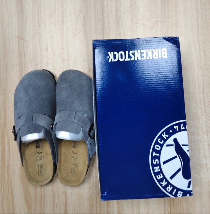 Birkenstock Boston Suède Taupe - Taille 39 - Comme Neuf avec Boîte