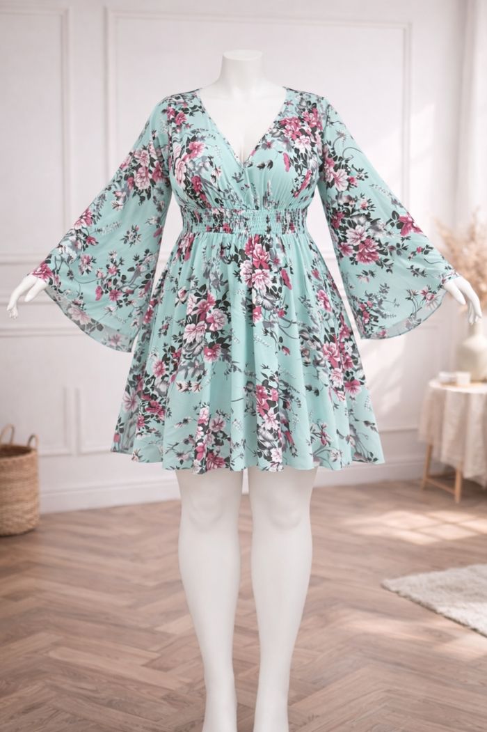 Robe romantique azur Bloom fleurie bleue ciel et rose Femme taille 54 marque Asos 💍 - photo numéro 5