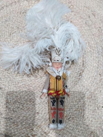 Poupée folklorique, vintage, Gilles de Binche, 23 cm, TBE 