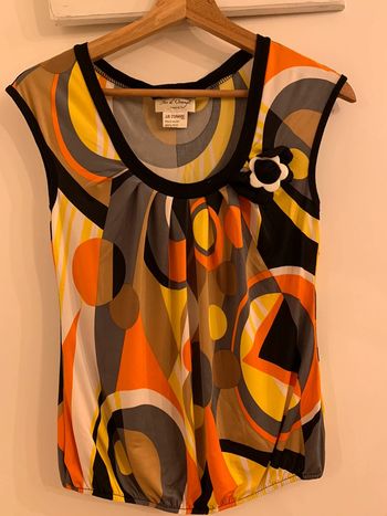 Tee-shirt top blouse femme Jus d’Orange Visuel all over rétro