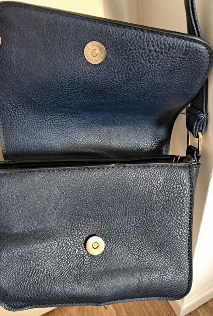 Sac a bandoulière simili cuir bleu marine - photo numéro 5