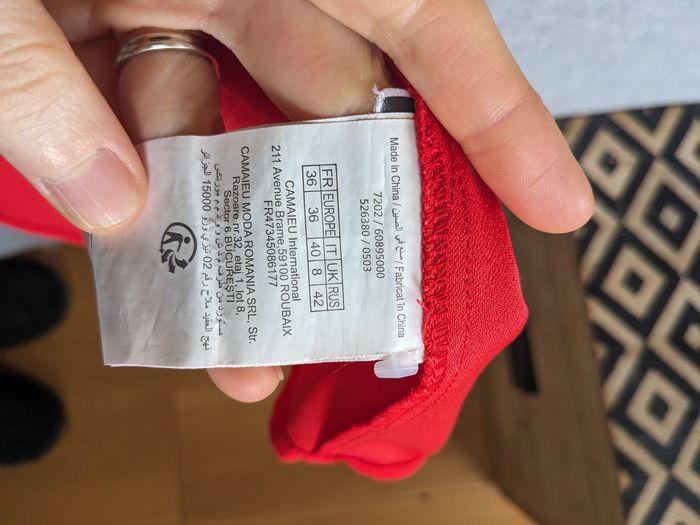 Robe rouge ceintrée camaïeux taille 36 - photo numéro 6