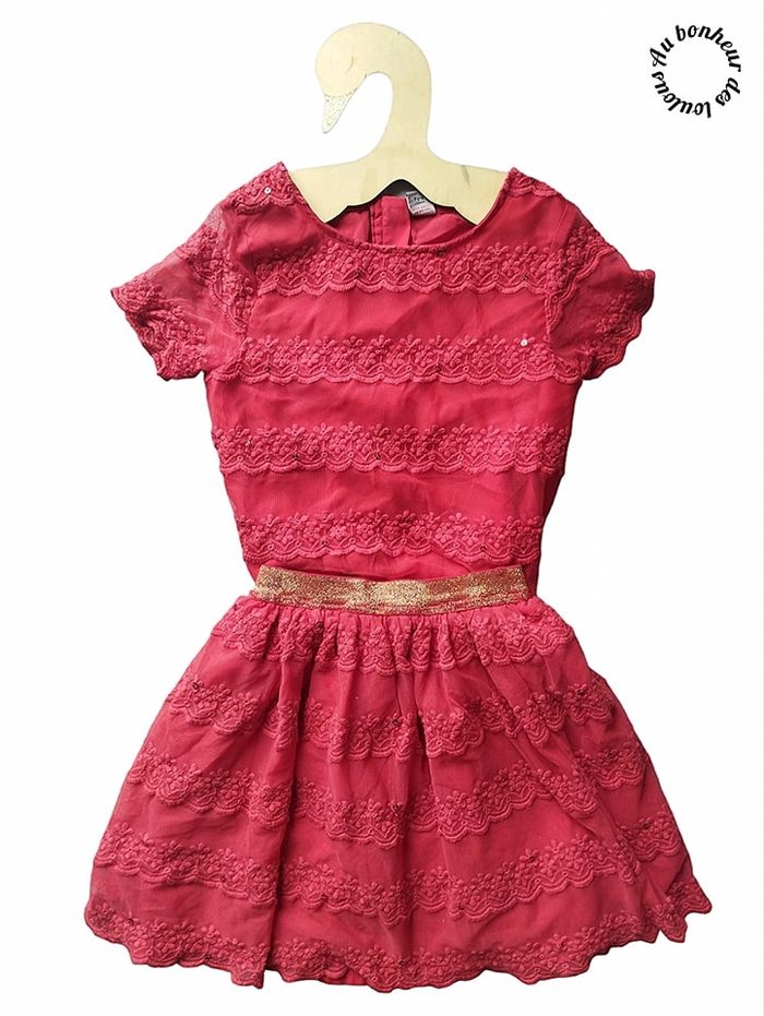 9 ans ensemble été blouse et jupe effet dentelle marque TU