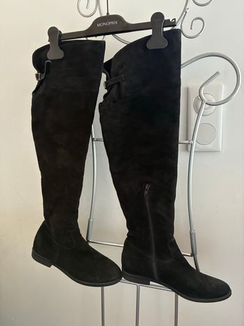 Bottes cuissardes noir en daim vrai cuir taille 37Freeflex