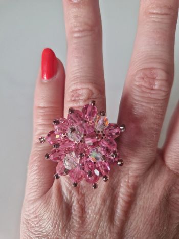 Bague en perles de swarovski rose