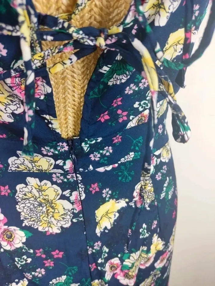 Combi pantalon 7/8ème bleu nuit dos noué motifs fleuris colorés taille 36 Lady Blush - photo numéro 6