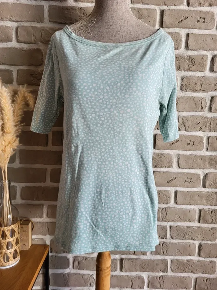 T-shirt en coton vert d'eau imprimé confettis M&S Collection - photo numéro 6