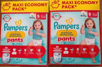 Lot de 2 cartons des couches Pampers taille 5 premuim 