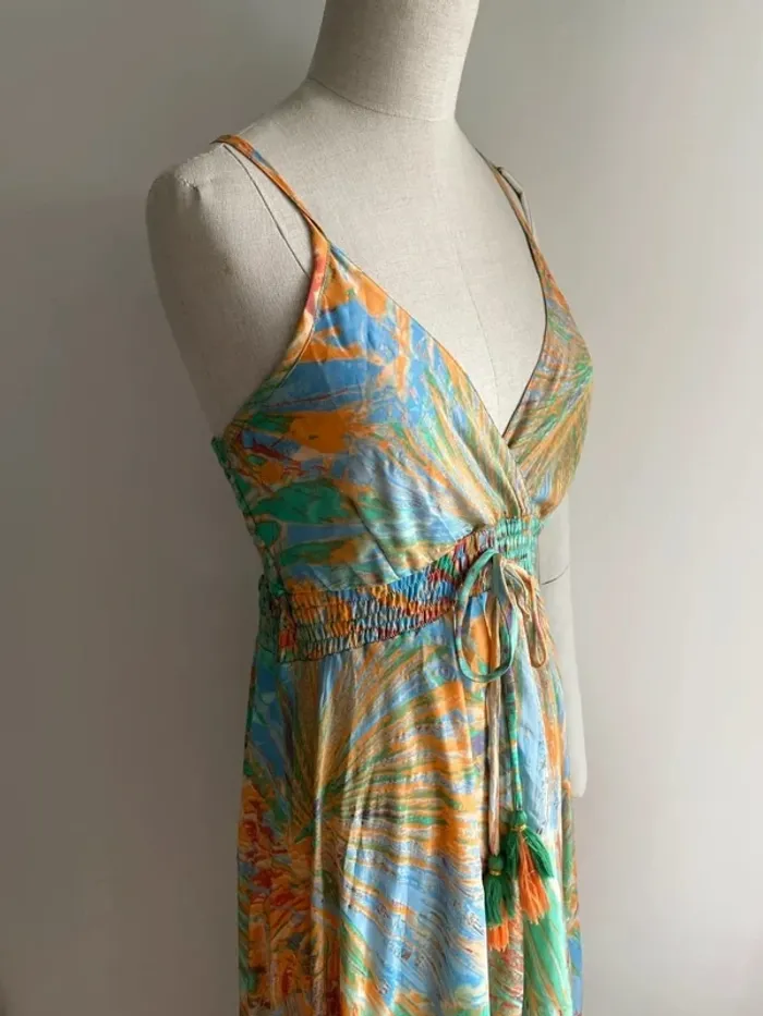 Robe d'été soie motif feuillage – M - photo numéro 3
