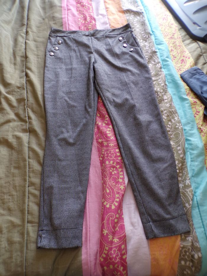 Pantalon pieds de poule noir blanc T40