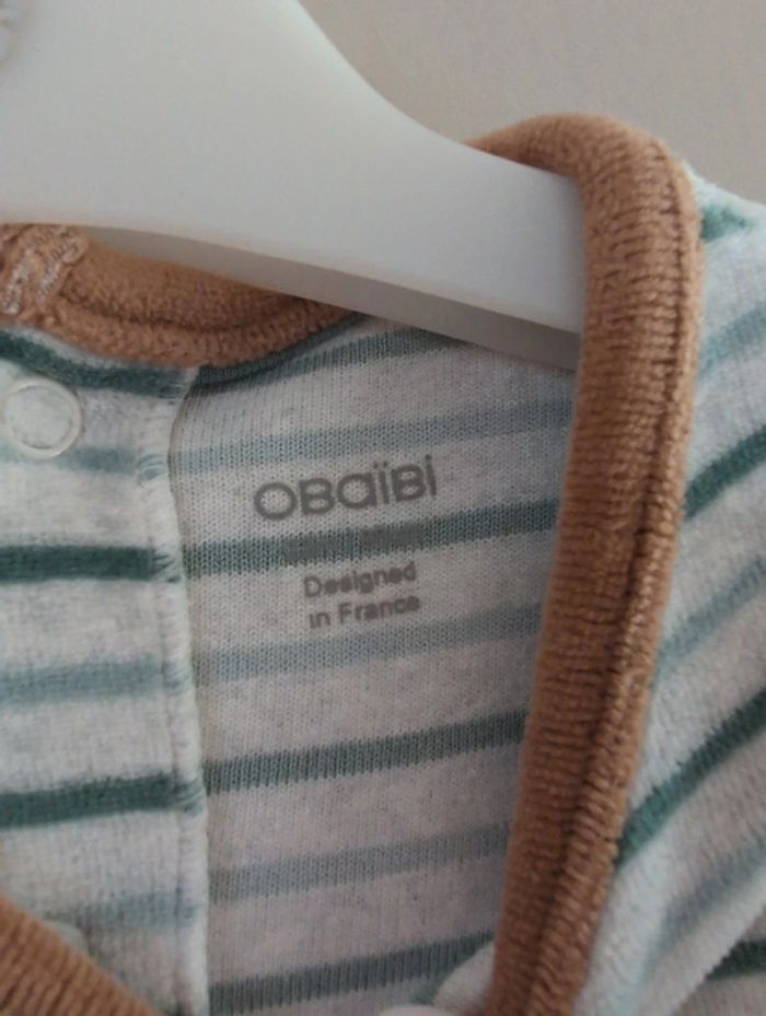 Dors-bien velours rayé animal vert 23 mois bébé garçon - photo numéro 4