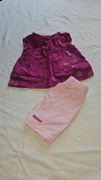 Ensemble Bébé Fille- Robe Prune Fleur Brodée + Legging Rose