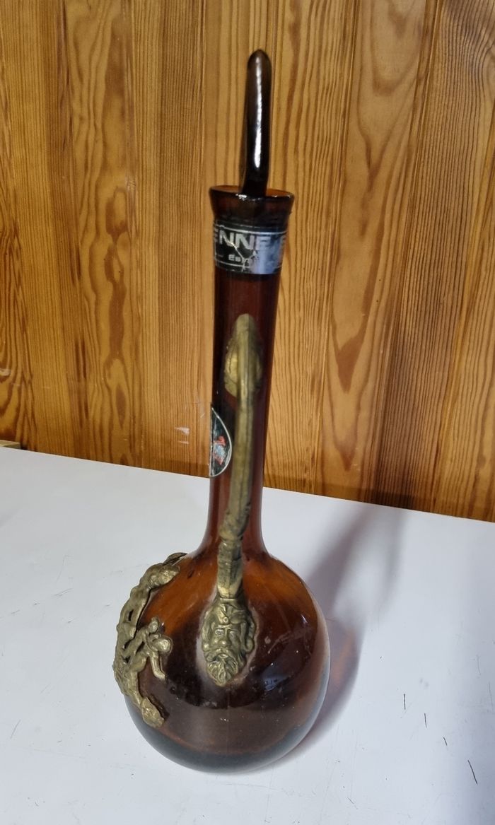 ancienne bouteille moscatel carafe bonastre en verre et etain 1912 - photo numéro 5