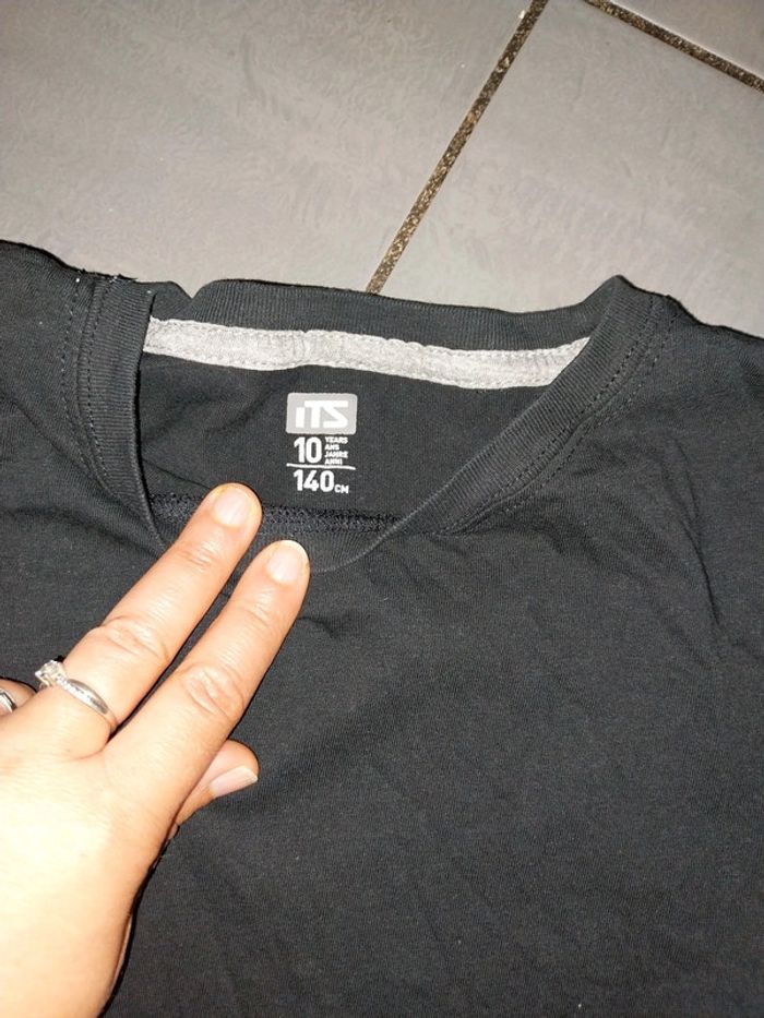 Tee-shirt noir garçon manches courtes 10 ans itz - photo numéro 2