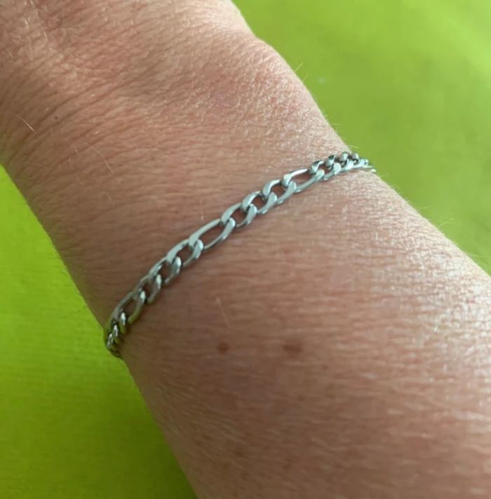 Bracelet chaîne en acier inoxydable argenté 16 cm - photo numéro 4