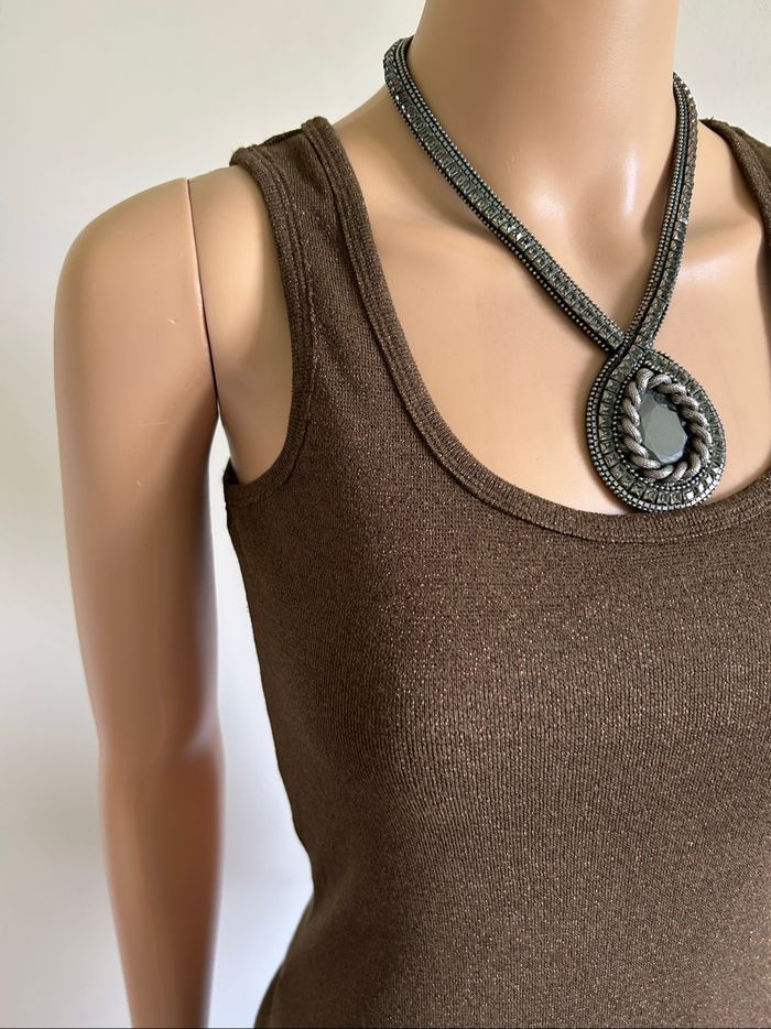 Débardeur marron pailleté sans manches Morgan taille XS TBE - photo numéro 4