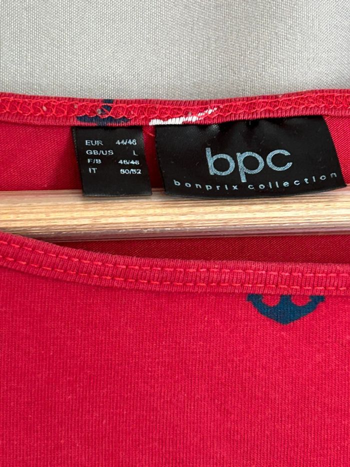 T-shirt rouge motif marin bonprix taille 46/48 - photo numéro 2