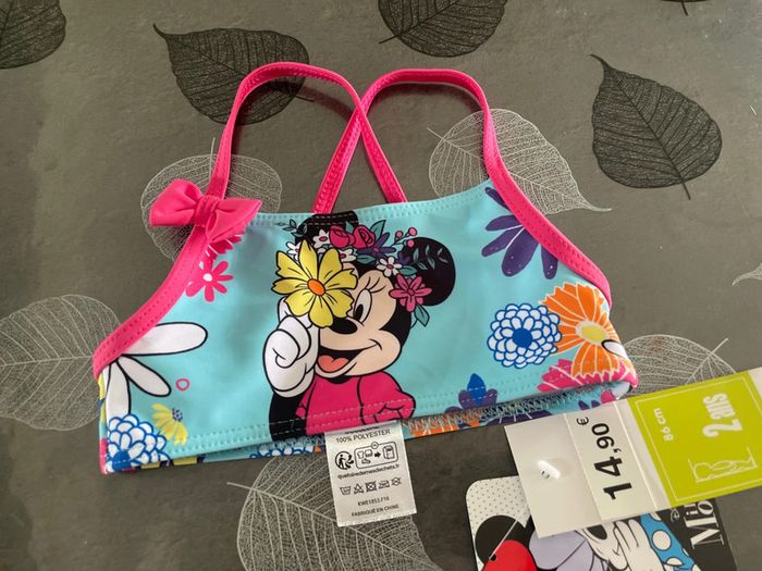 Maillot de bain Minnie 2pc 2 ans neuf bleu et rose - photo numéro 2